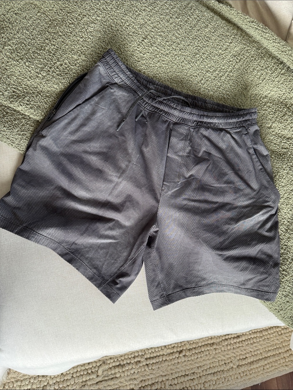 lululemon athletica Men’s Grey Pattern Performance Shorts - Unlined